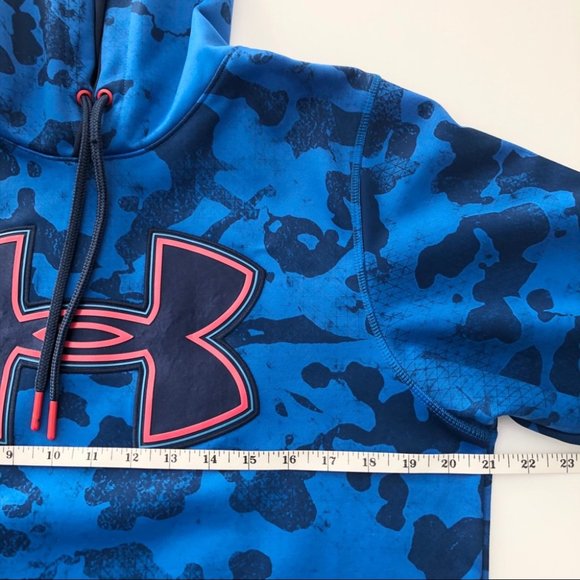Under Armour Mens Blue Logo Allover Print Hoodie S - Picture 8 of 15